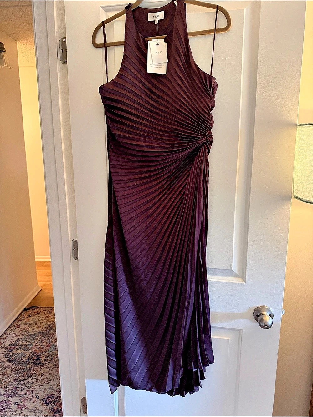 A.L.C. Pleated Maxi Dress in Purple Size 14 NWT